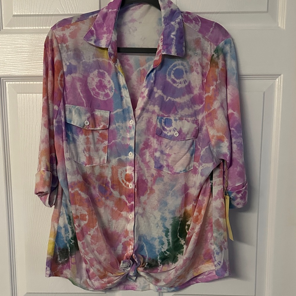 Paper Tee Multicolor Tie-Dye Button Down Shirt